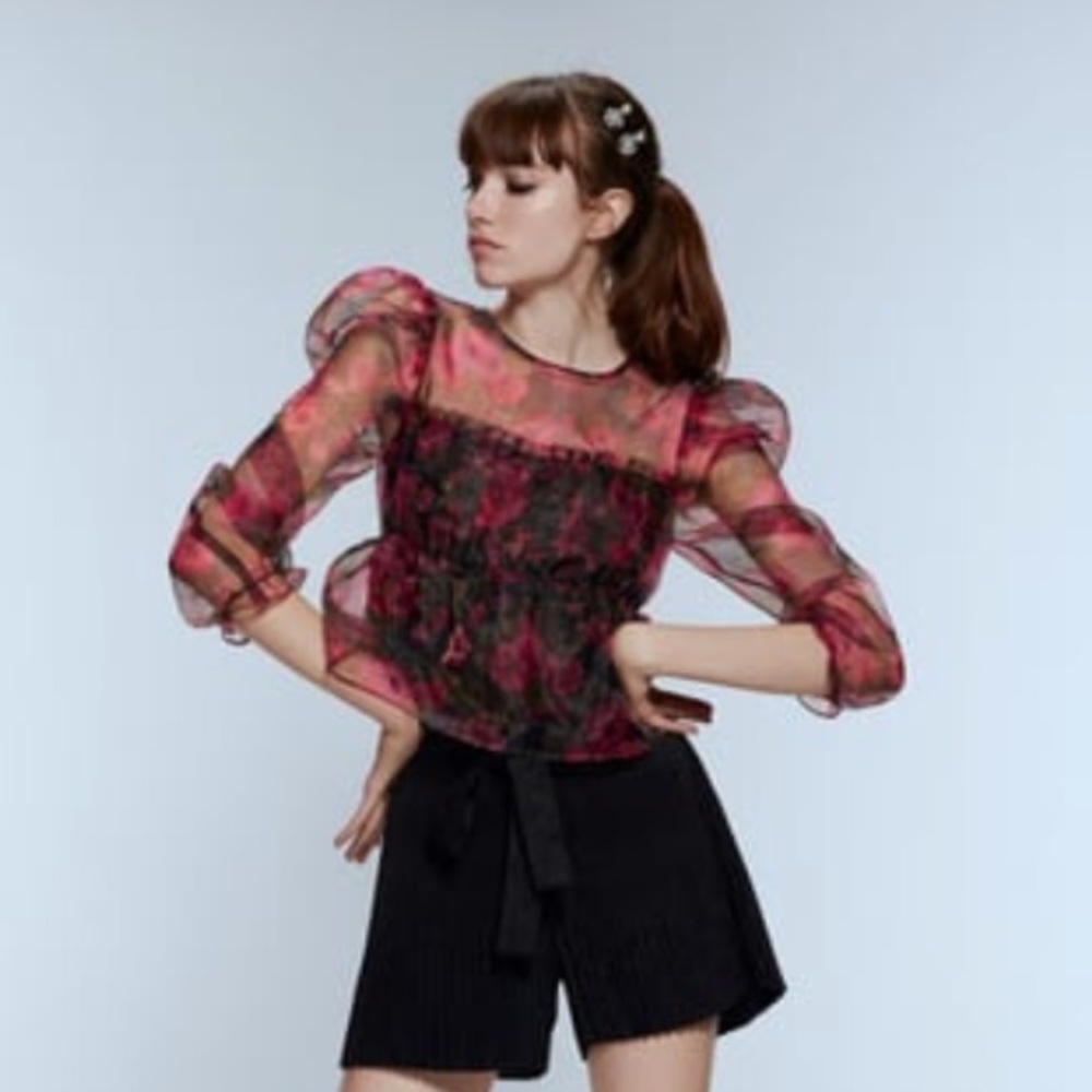 Floral organza blouse